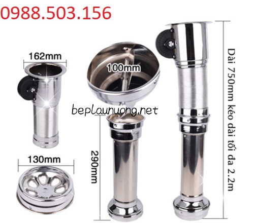 Các kích thước của ống hút khói bếp nướng