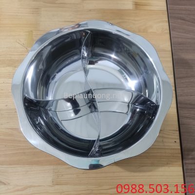 Nồi ăn lẩu bằng inox 4 ngăn dạng tròn