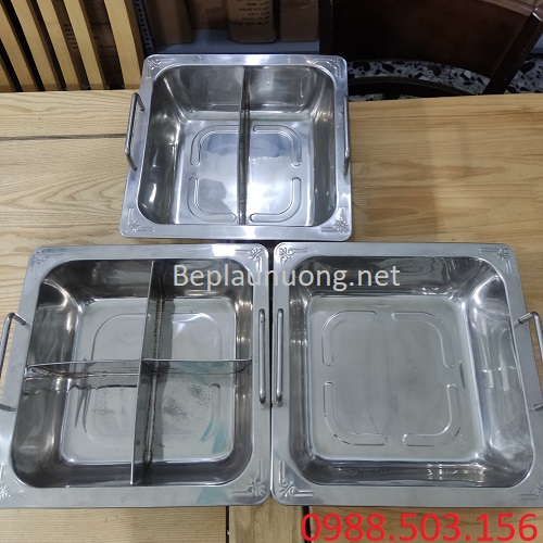 Các loại nồi lẩu inox vuông đáy vát