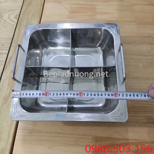Kích thước mặt của nồi 4 ngăn vuông inox
