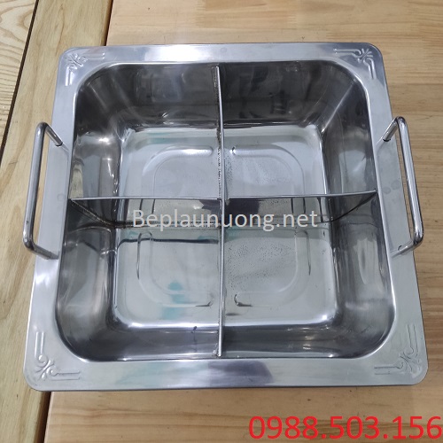 Nồi lẩu inox 4 ngăn vuông cho nhà hàng