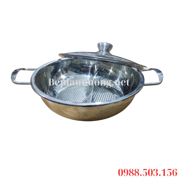 Nồi lẩu 2 ngăn tròn nhà hàng