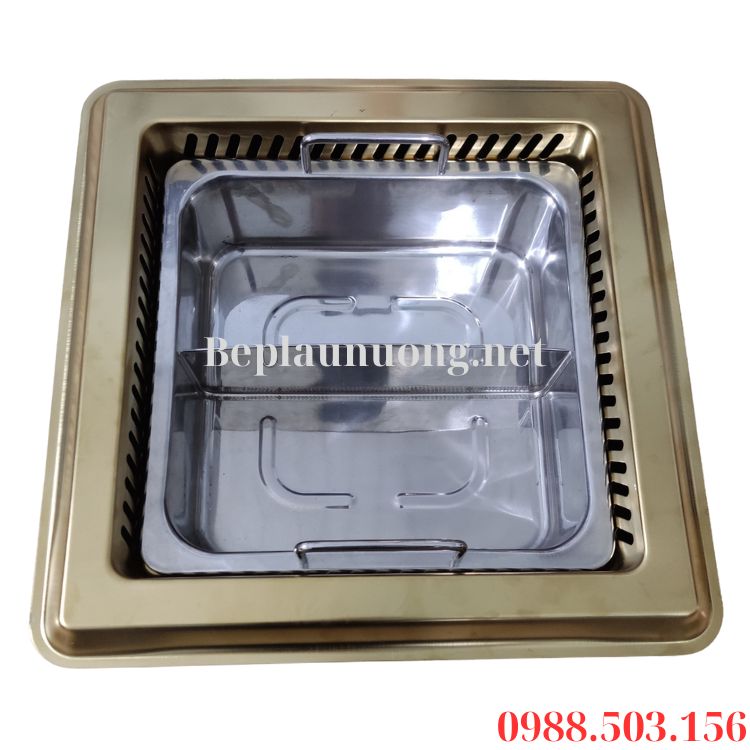 Bộ bếp lẩu Hadilao âm bàn màu vàng