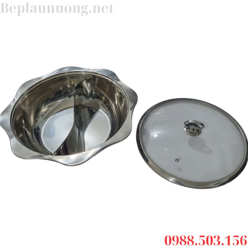 Nồi inox tròn ăn lẩu 2 ngăn