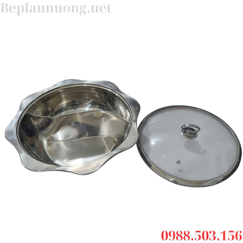 Nồi ăn lẩu bằng inox 2 ngăn tròn